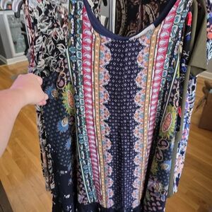 Impressions Navy and Pink Bohemian Dress